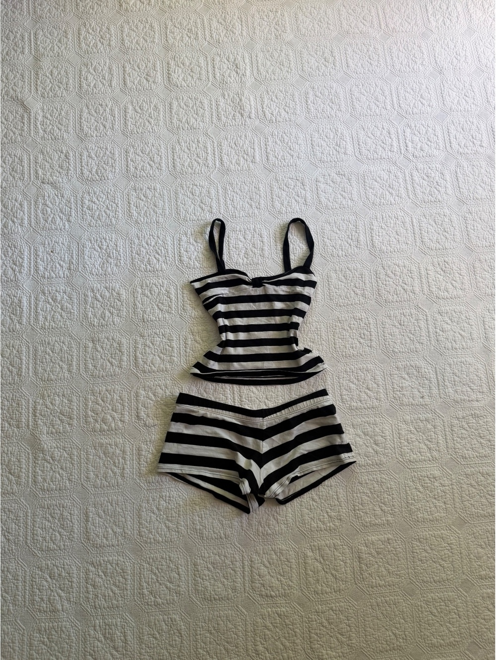 Vintage Zara Black and White Striped Women's Tank Top  Set